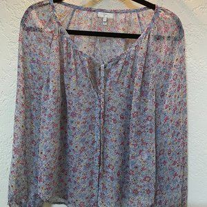 Joie Floral Silk Blouse Size Small